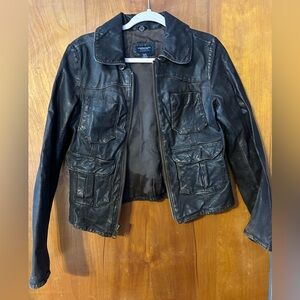 American Eagle vintage leather cropped jacket